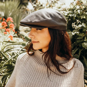 Bookie | Womens Brown Leather Flat Cap