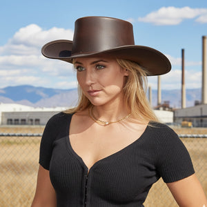 Cavalier | Womens Brown Leather Swashbuckler Pirate Hat