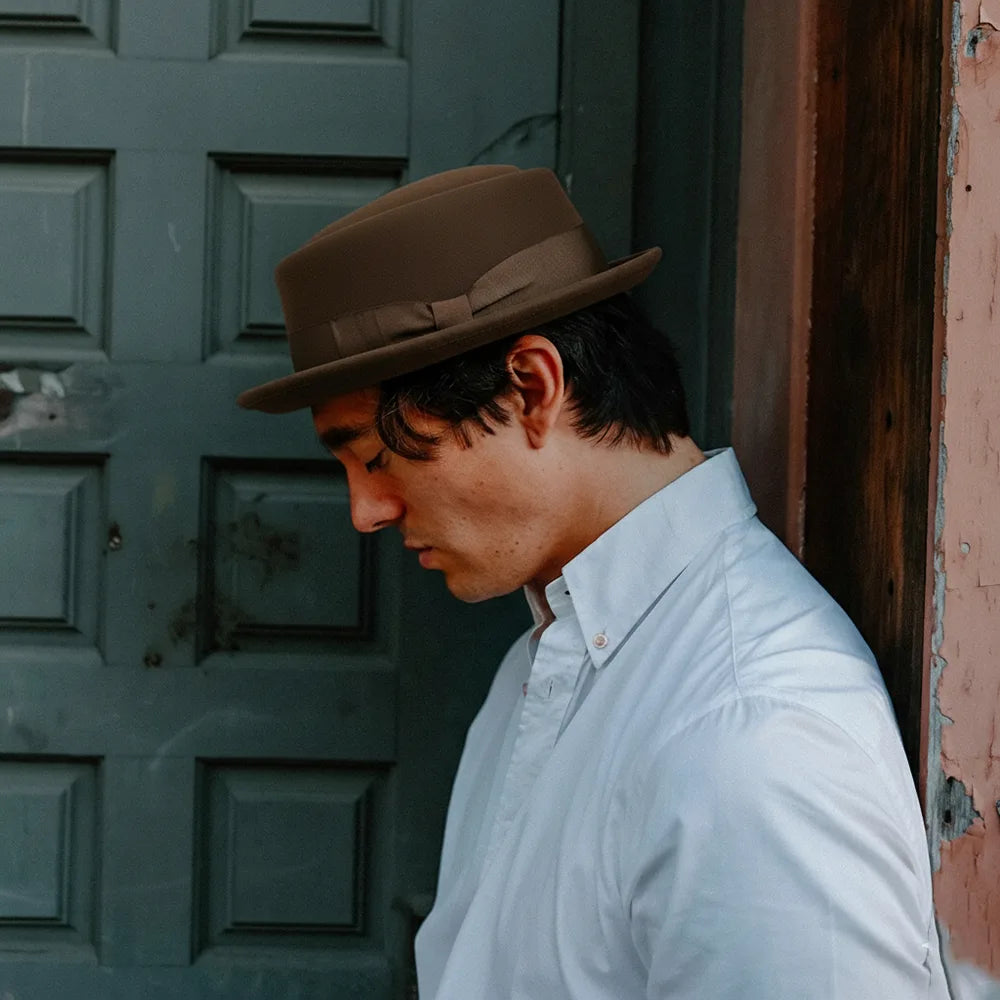 Chi-Town | Mens Brown Crushable Wool Felt Pork Pie Hat