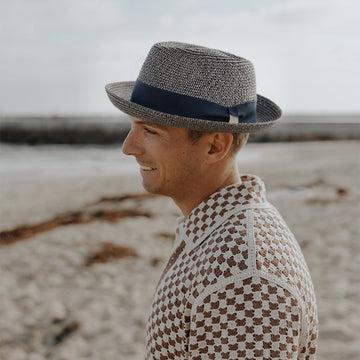 Coronado | Mens Navy Straw Fedora Hat