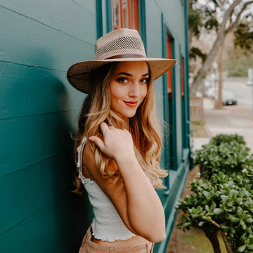 Florence | Womens Tan Wide Brim Firm Straw Sun Hat