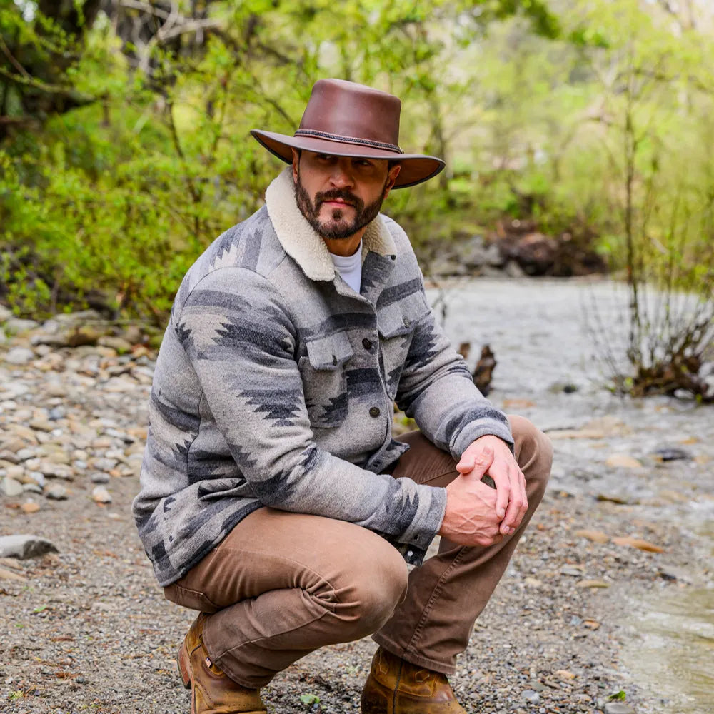Midnight Rider | Mens Chestnut Leather Outback Hat