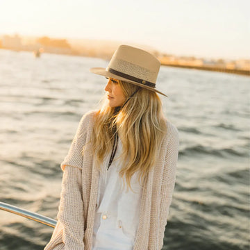 Milan | Womens Tan Firm Straw Fedora Hat