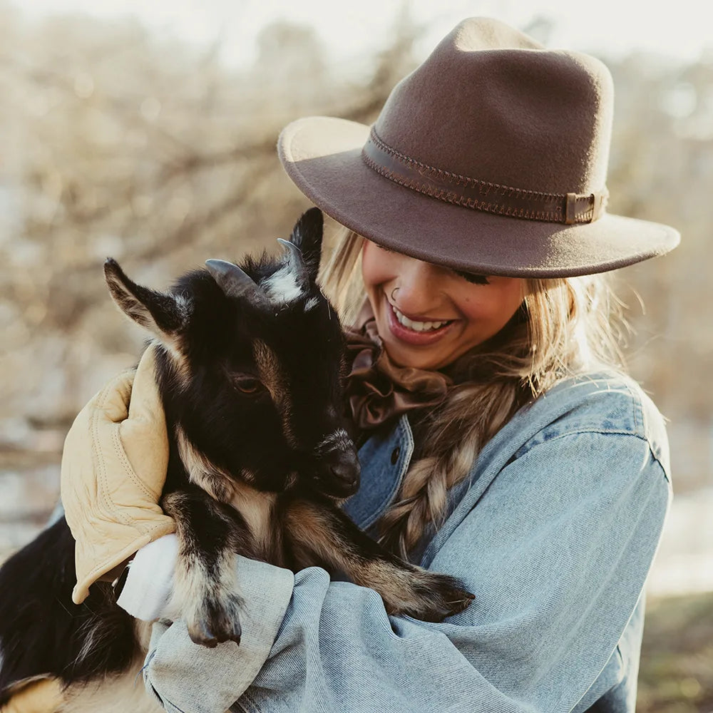 Moab | Womens Khaki Crushable Wool Felt Safari Hat with Leather Band