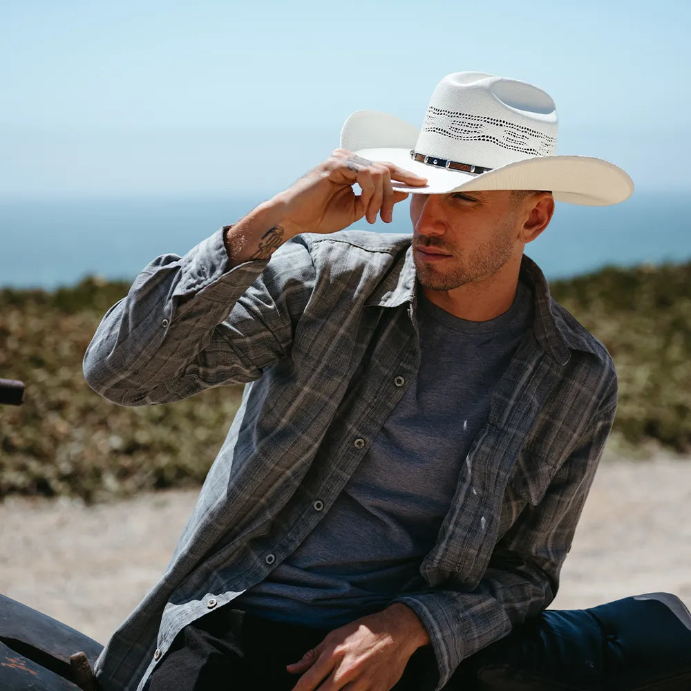 Montana | Mens Cream Straw Cowboy Hat with Western Hat Band