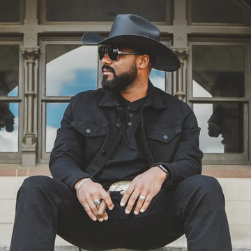 Pioneer | Mens Black Canvas Cotton Western Cowboy Hat