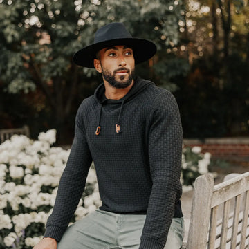 Rancher | Mens Black Wide Brim Felt Fedora Hat