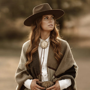Rancher | Womens Brown Wide Brim Felt Fedora Hat
