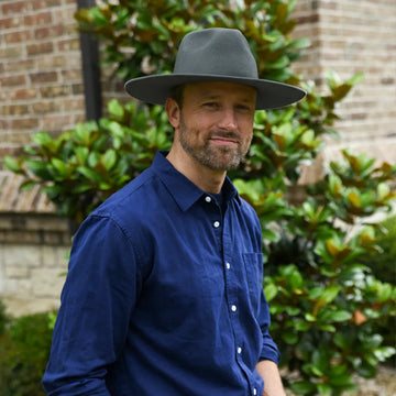 Rancher | Mens Dirty Blue Wide Brim Felt Fedora Hat