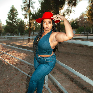 Rancher | Womens Red Wide Brim Felt Fedora Hat
