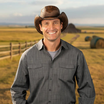 Sierra | Mens Brown Leather Cowboy Hat