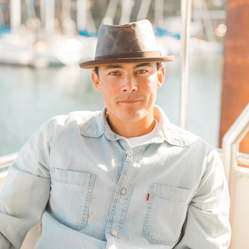 Soho | Mens Chocolate Trilby Leather Fedora Hat
