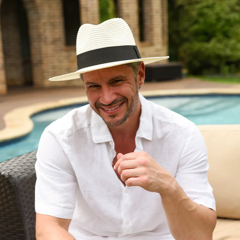 Afternoon | Mens Cream Fedora Straw Hat