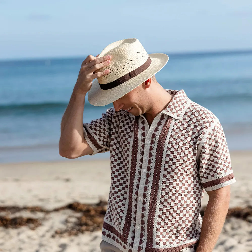 Tulum | Mens Natural Genuine Panama Straw Fedora Hat