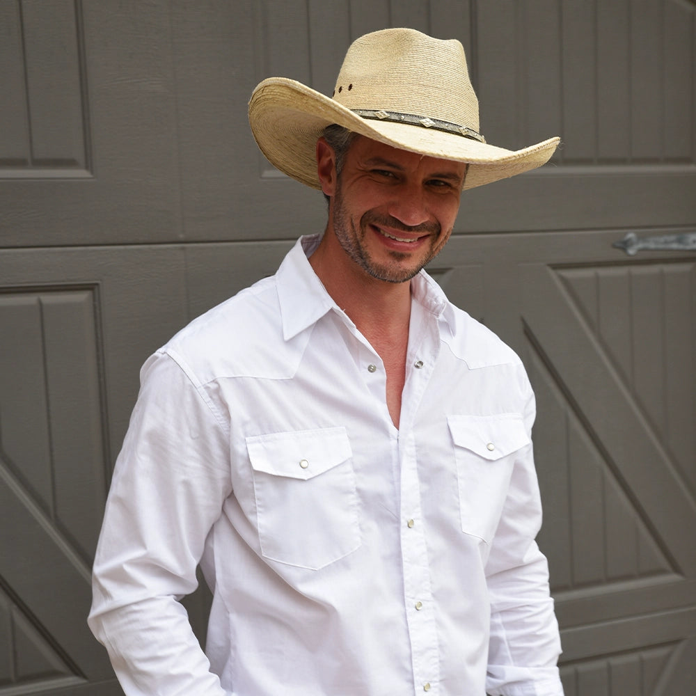 Wyatt | Mens Natural Fine Mexican Palm Tycoon Cowboy Hat