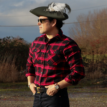 Barbossa | Mens Black Leather Tricorn Hat with Feather Plume