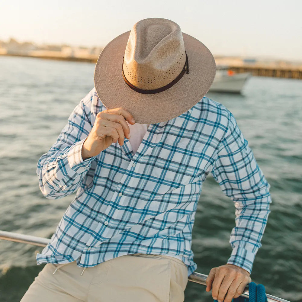 Barcelona | Mens Tan Wide Brim Firm Straw Sun Hat