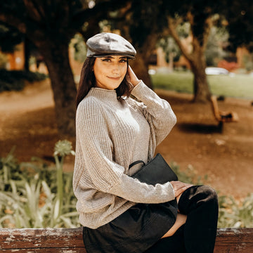 Bookie | Womens Brown Leather Flat Cap