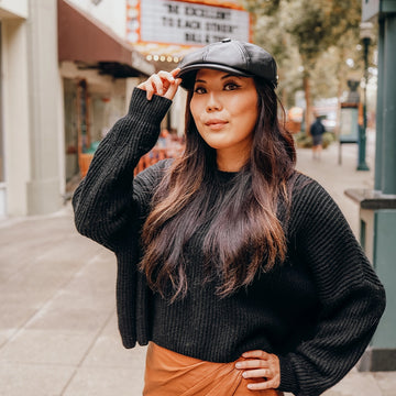 Bourbon St | Womens Black Leather Cap