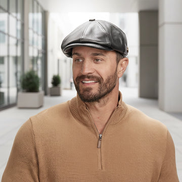 Bourbon St | Mens Black Leather Cap