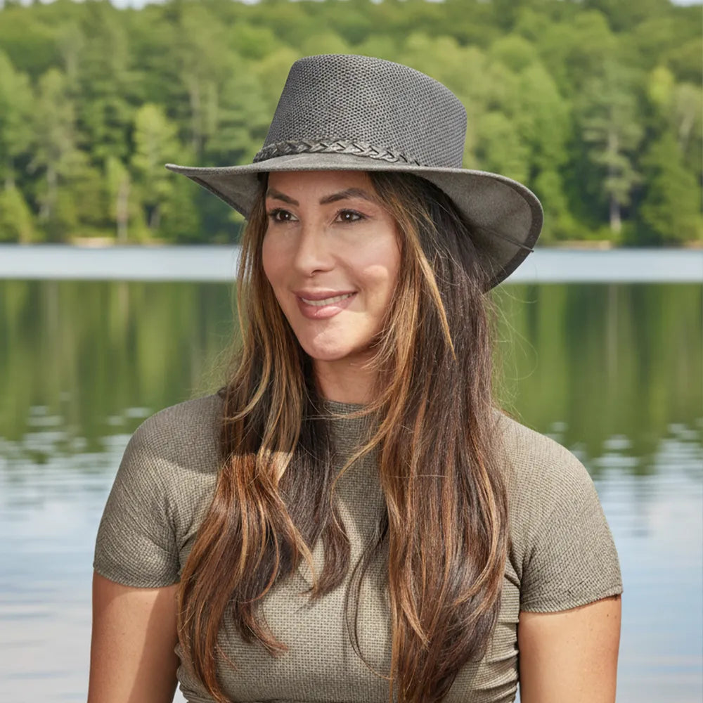 Breeze | Womens Bomber Gray Wide Brim Sun Hat