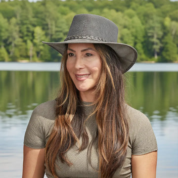 Breeze | Womens Bomber Gray Wide Brim Sun Hat