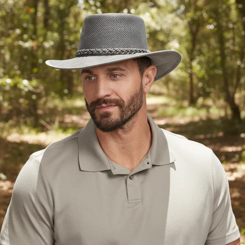 Breeze | Mens Bomber Gray Wide Brim Sun Hat