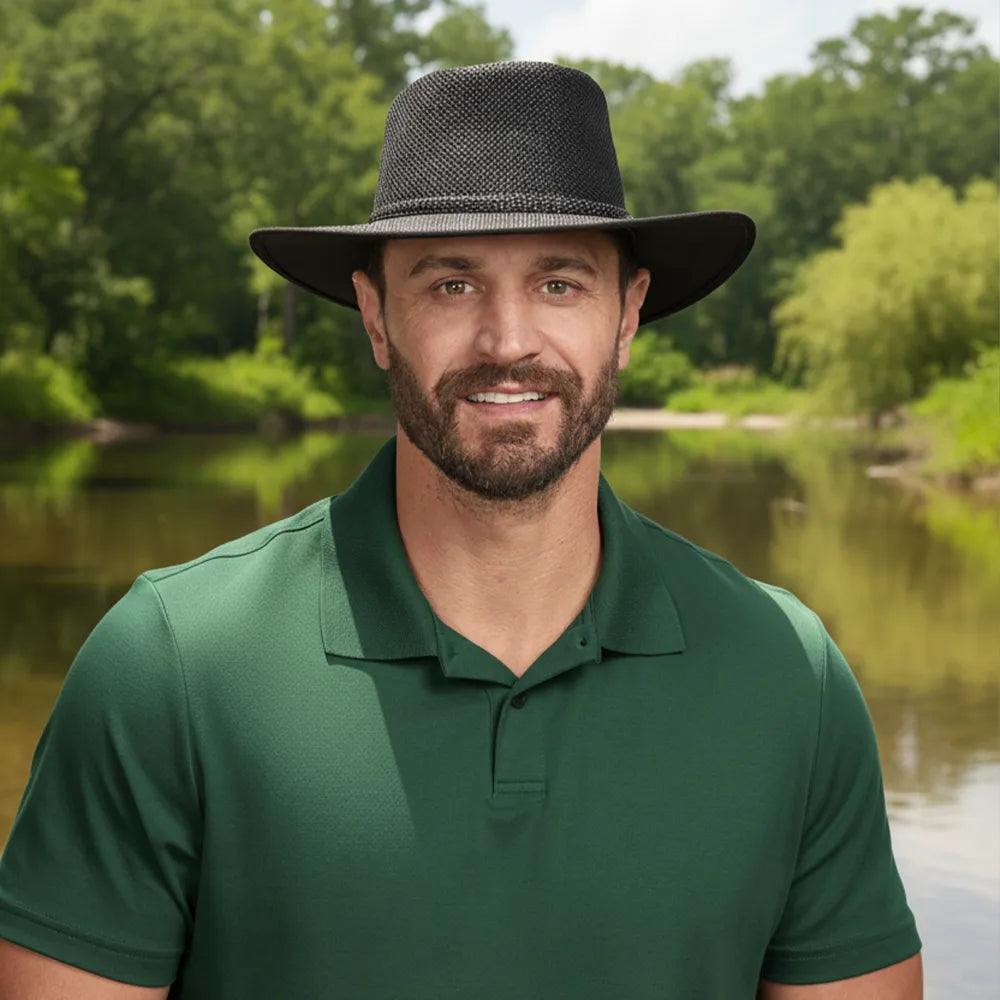 Cabana | Mens Black Breathable Wide Brim Sun Hat