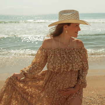 Cal | Womens Natural Vented Crown Woven Bangora Straw Cowgirl Hat