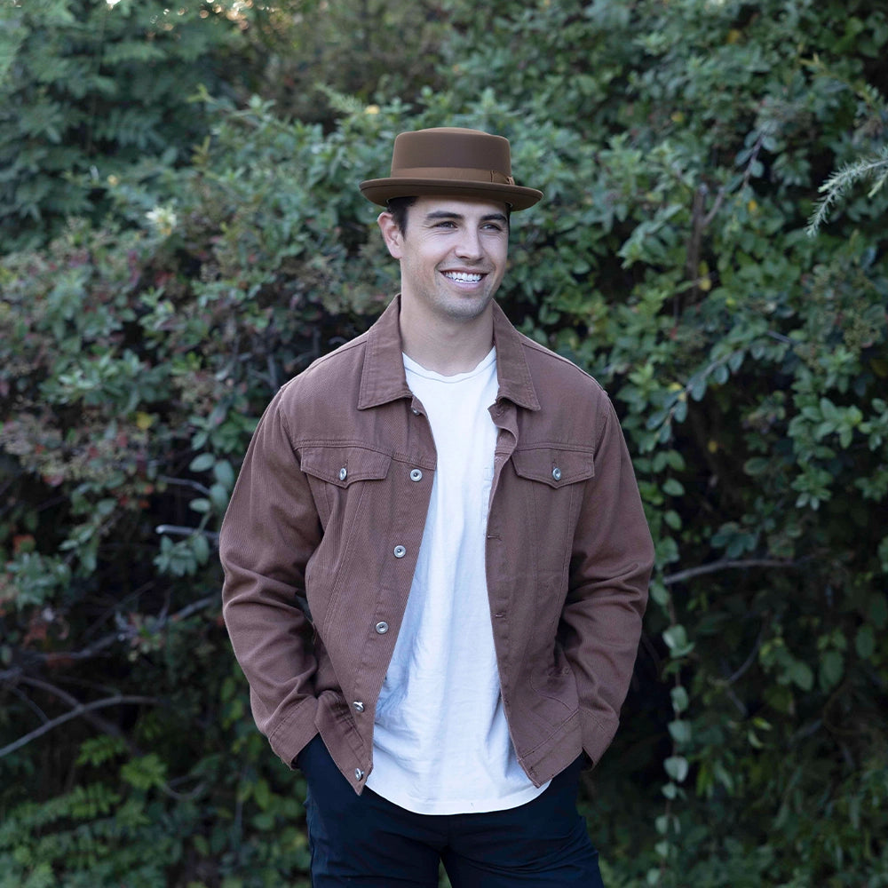Chi-Town | Mens Brown Crushable Wool Felt Pork Pie Hat