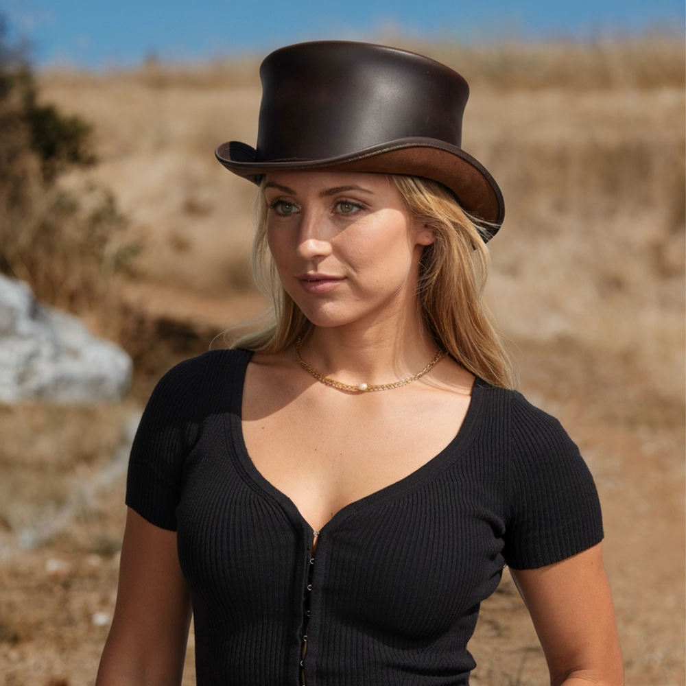 El Dorado | Womens Brown Leather Top Hat