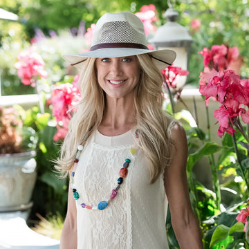 Florence | Womens Cream Wide Brim Firm Straw Sun Hat