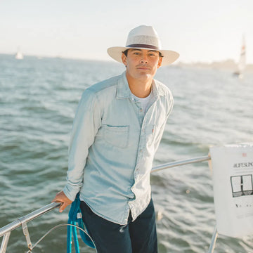 Florence | Mens Cream Wide Brim Firm Straw Sun Hat