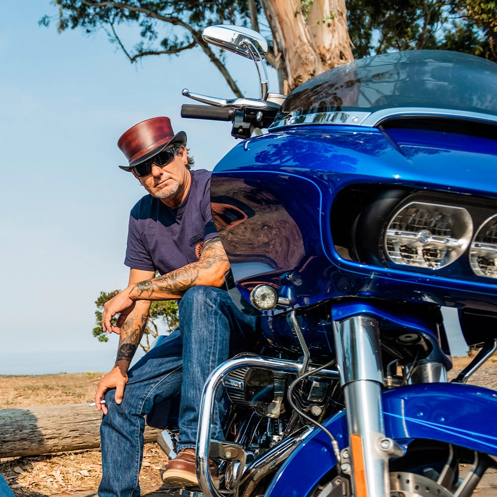 Hampton | Mens Napa Vino Leather Top Hat