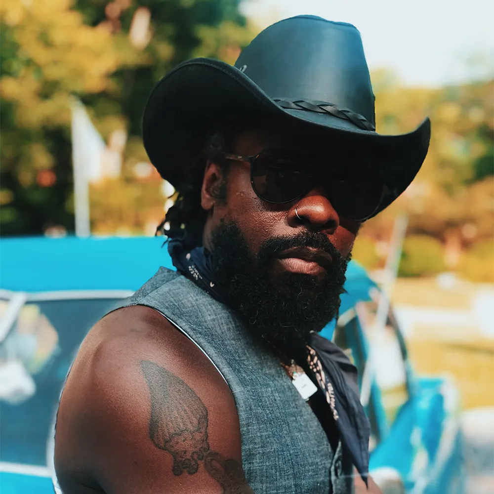 Hollywood | Mens Black Leather Cowboy Hat