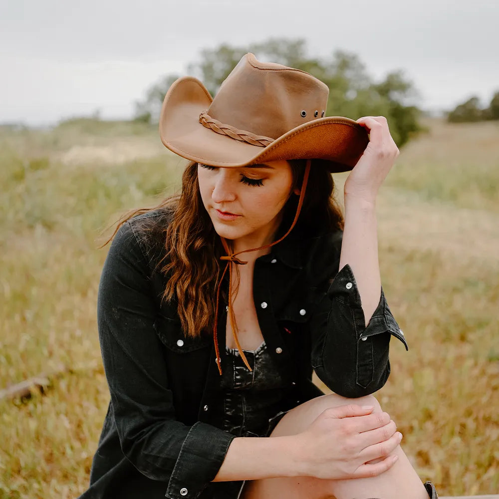 Hollywood | Womens Copper Leather Cowgirl Hat