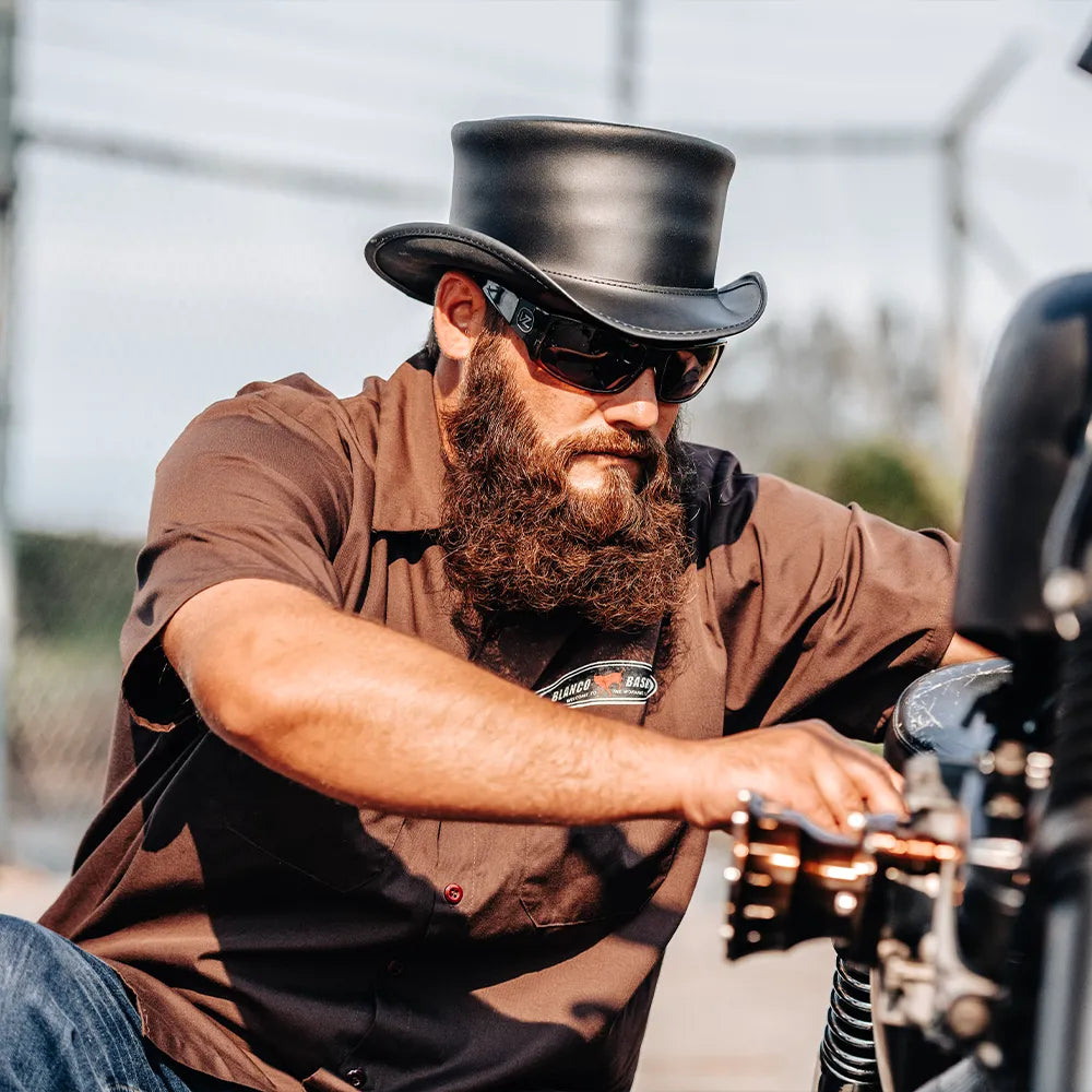 Marlow | Mens Black Leather Top Hat