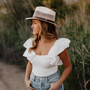 Milan | Womens Cream Firm Straw Fedora Hat
