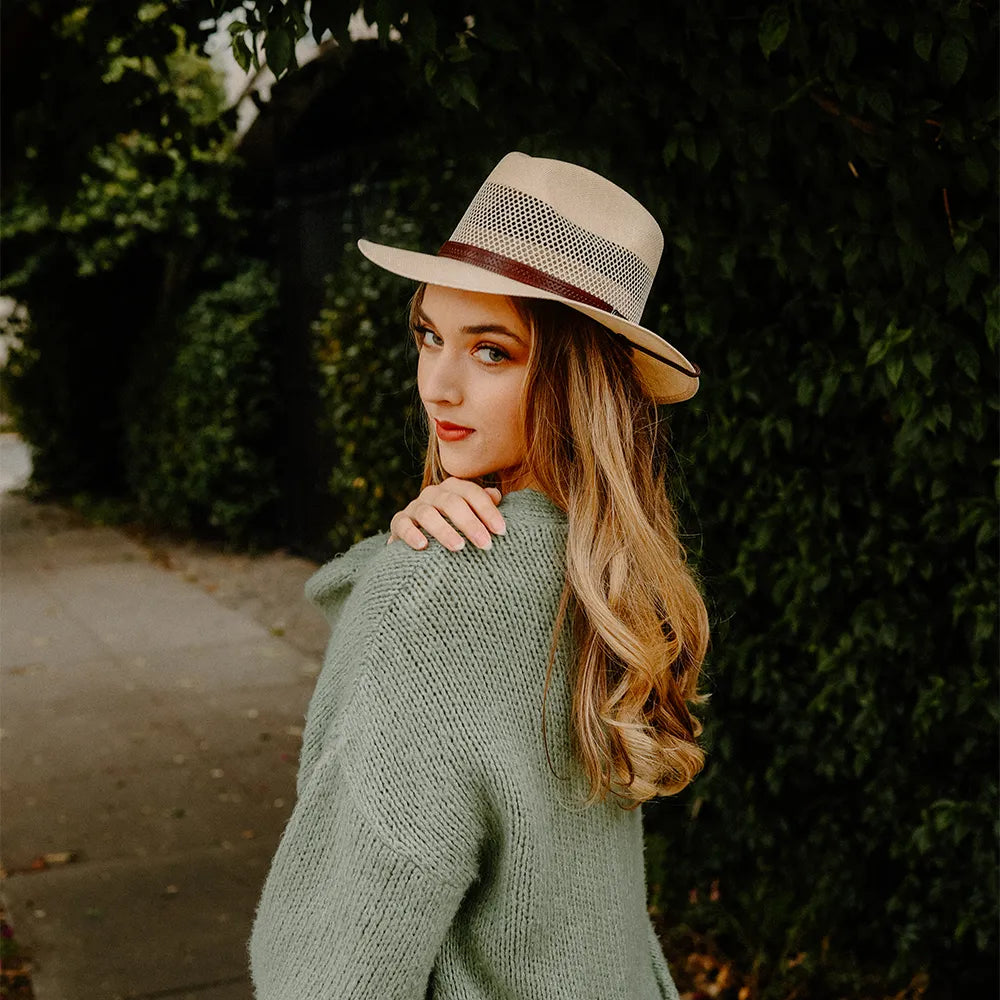 Milan | Womens Tan Firm Straw Fedora Hat