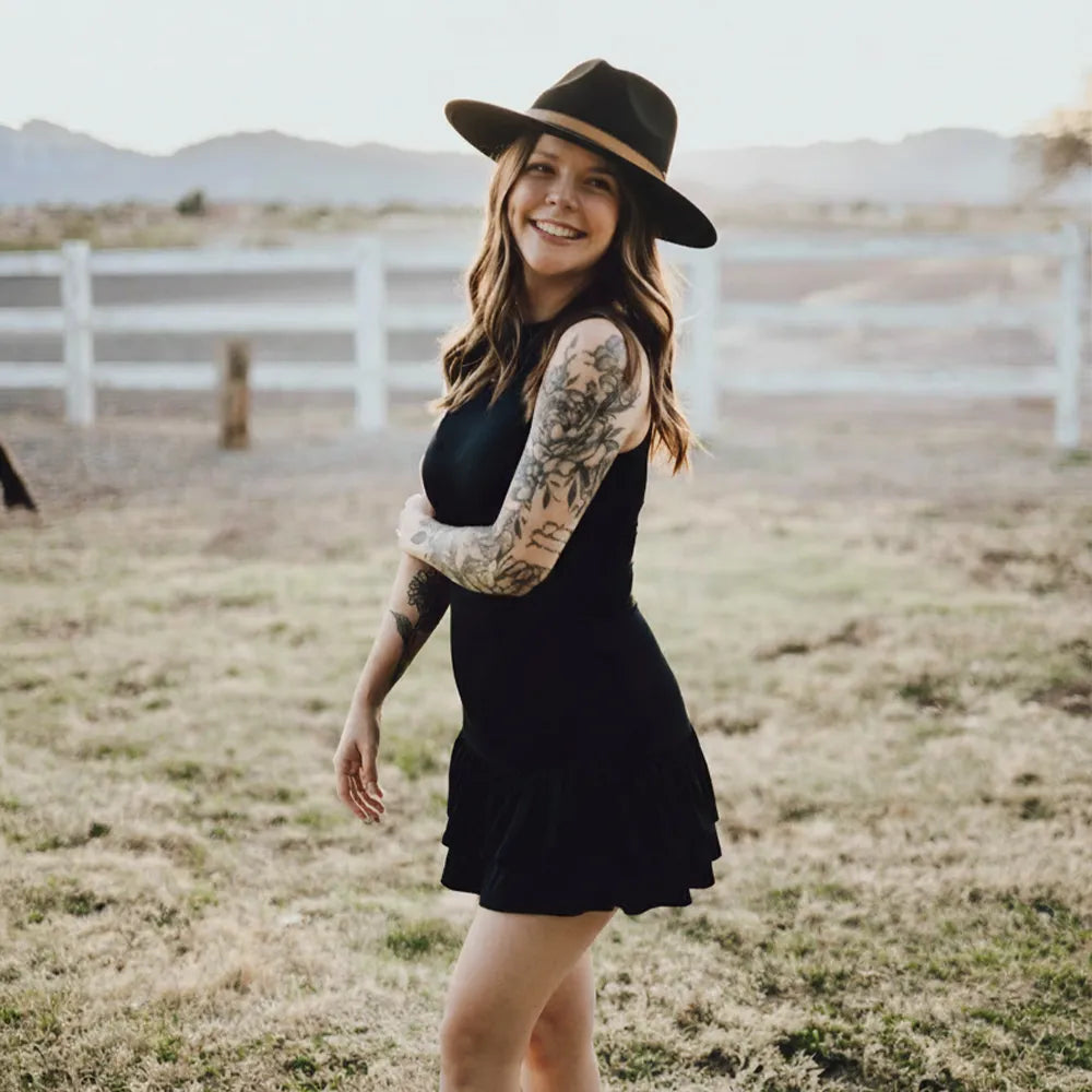 Moab | Womens Black Crushable Wool Felt Safari Hat with Leather Band
