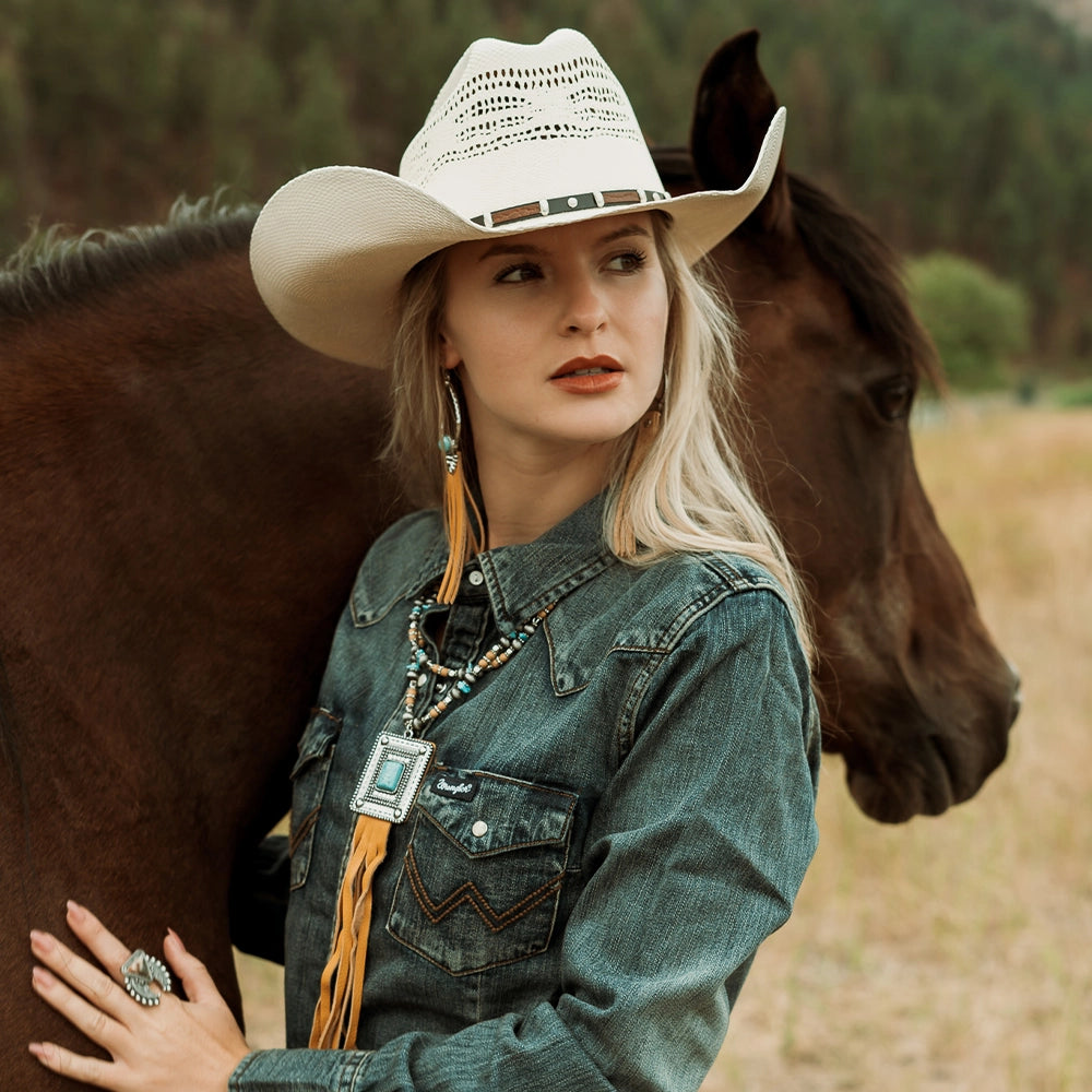 Montana | Womens Cream Straw Cowgirl Hat with Western Hat Band