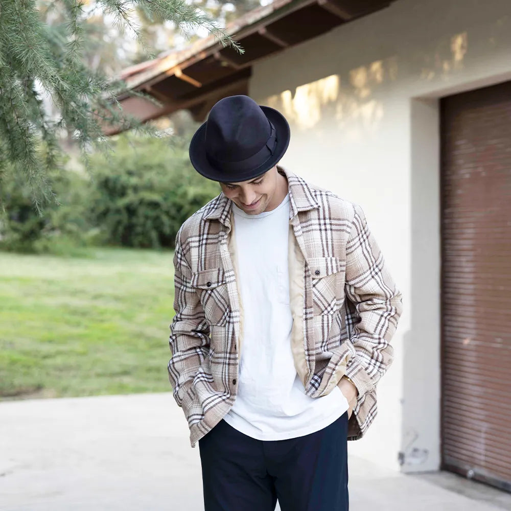 Pablo | Mens Black Wool Felt Pinch Front Fedora Hat