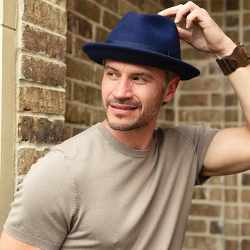 Pablo | Mens Navy Wool Felt Pinch Front Fedora Hat