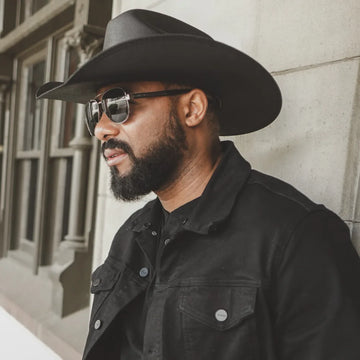 Pioneer | Mens Black Canvas Cotton Western Cowboy Hat