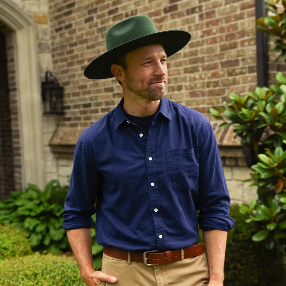 Rancher | Mens Olive Wide Brim Felt Fedora Hat