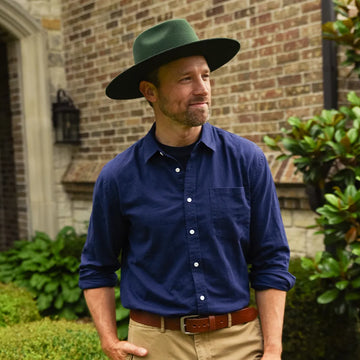 Rancher | Mens Olive Wide Brim Felt Fedora Hat