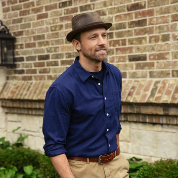 Soho | Mens Chocolate Trilby Leather Fedora Hat