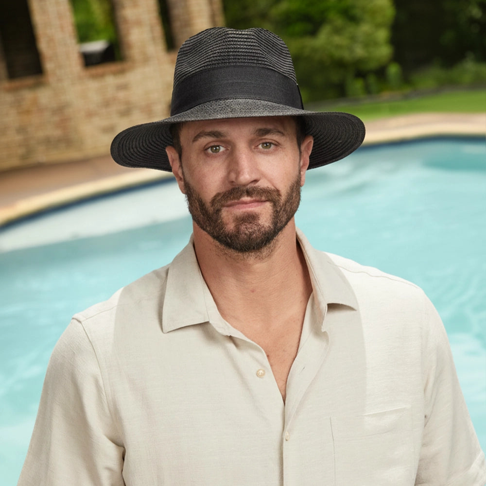 Afternoon | Mens Black Fedora Straw Hat