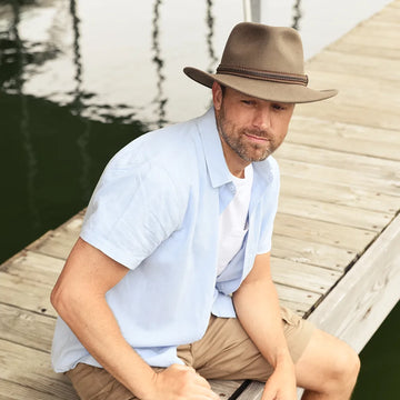 Zion | Mens Khaki Crushable Wool Felt Outback Hat