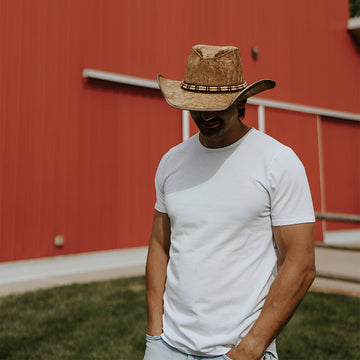 Ambush | Mens Jurassic Leather Outback Hat with Bead Trim